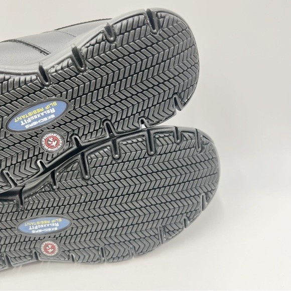 Skechers Womens Size 9.5 76542 Bernal SR Relaxed Fit Black Leather Work Shoes - Picture 12 of 13